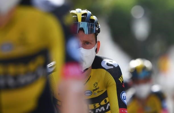 Sam Oomen of Netherlands and Team Jumbo - Visma prepares for the race prior to the 76th Tour of Spain 2021, Stage 19 a 191,2 km stage from Tapia to...