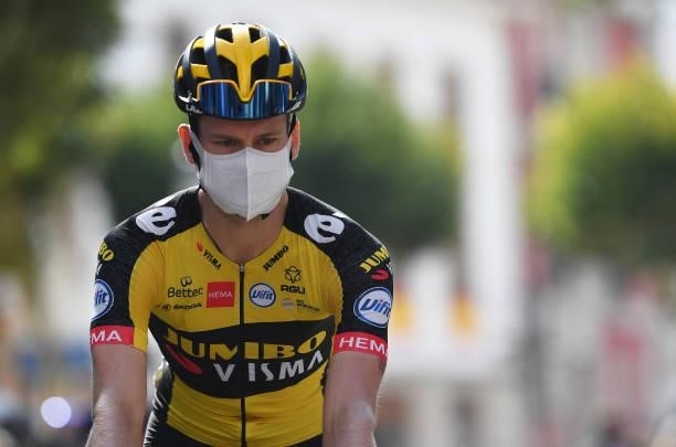 Lennard Hofstede of Netherlands and Team Jumbo - Visma prepares for the race prior to the 76th Tour of Spain 2021, Stage 19 a 191,2 km stage from...
