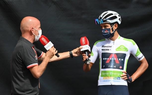 Egan Arley Bernal Gomez of Colombia and Team INEOS Grenadiers white best young jersey prepares for the race prior to the 76th Tour of Spain 2021,...