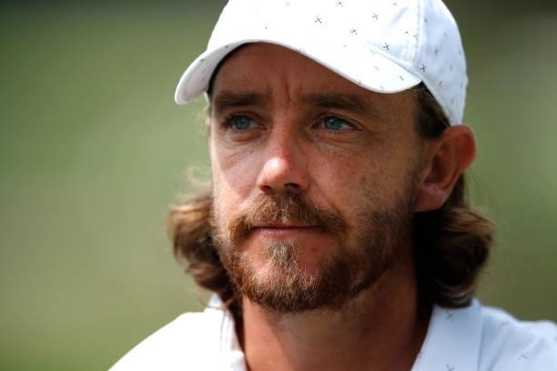 Tommy Fleetwood of England walks off the ninth hole during Day Two of The Italian Open at Marco Simone Golf Club on September 03, 2021 in Rome, Italy.