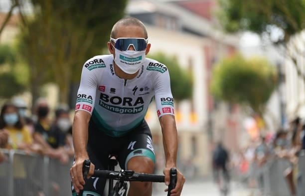 Cesare Benedetti of Italy and Team Bora - Hansgrohe prepares for the race prior to the 76th Tour of Spain 2021, Stage 19 a 191,2 km stage from Tapia...