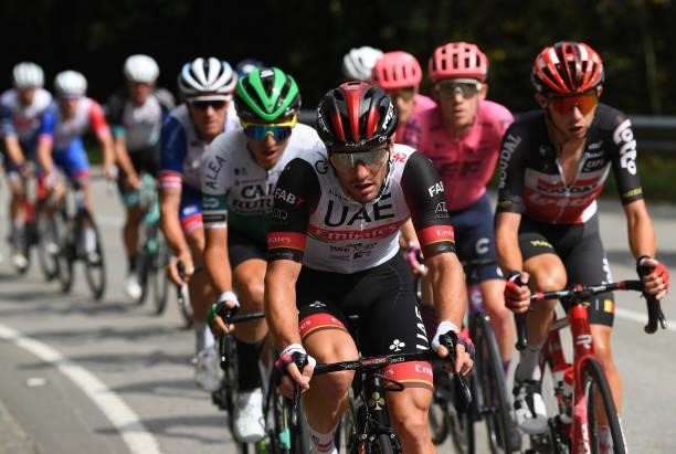 Rui Oliveira of Portugal and UAE Team Emirates competes in the breakaway during the 76th Tour of Spain 2021, Stage 19 a 191,2 km stage from Tapia to...