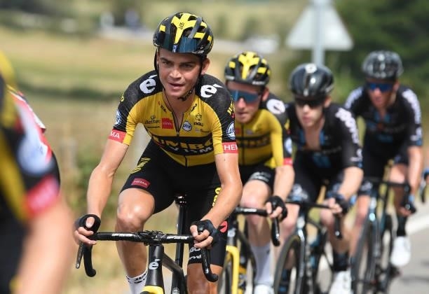 Primoz Roglic of Slovenia and Team Jumbo - Visma red leader jersey competes during the 76th Tour of Spain 2021, Stage 19 a 191,2 km stage from Tapia...