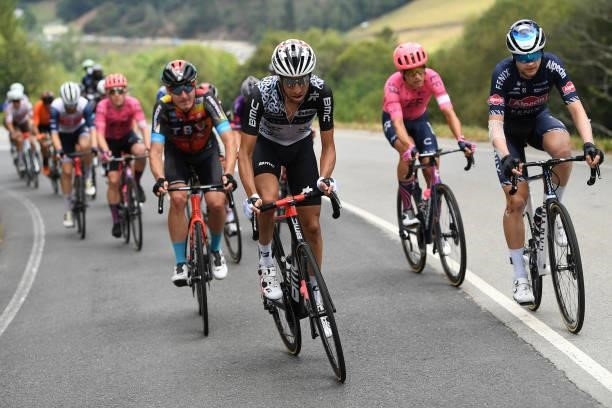 Fabio Aru of Italy and Team Qhubeka Nexthash and Jay Vine of Australia and Team Alpecin-Fenix compete in the breakaway during the 76th Tour of Spain...
