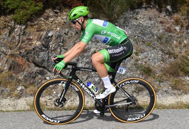Fabio Jakobsen of Netherlands and Team Deceuninck - Quick-Step green points jersey competes during the 76th Tour of Spain 2021, Stage 19 a 191,2 km...