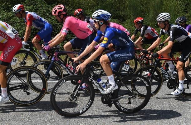Thomas Scully of New Zealand and Team EF Education - Nippo, James Knox of United Kingdom and Team Deceuninck - Quick-Step and Dimitri Claeys of...