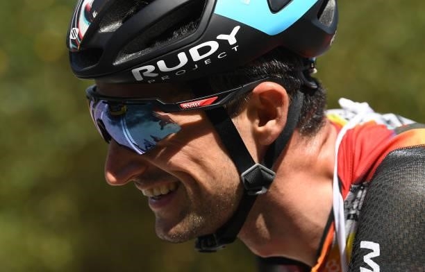 Wouter Poels of Netherlands and Team Bahrain Victorious in feed zone during the 76th Tour of Spain 2021, Stage 19 a 191,2 km stage from Tapia to...