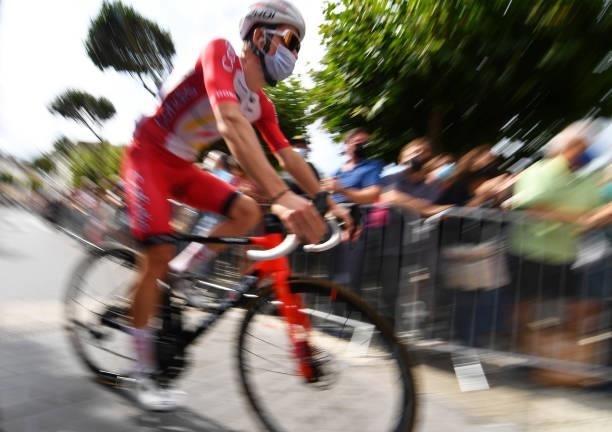 Eddy Finé of France and Team Cofidis prepares for the race prior to the 76th Tour of Spain 2021, Stage 19 a 191,2 km stage from Tapia to Monforte de...