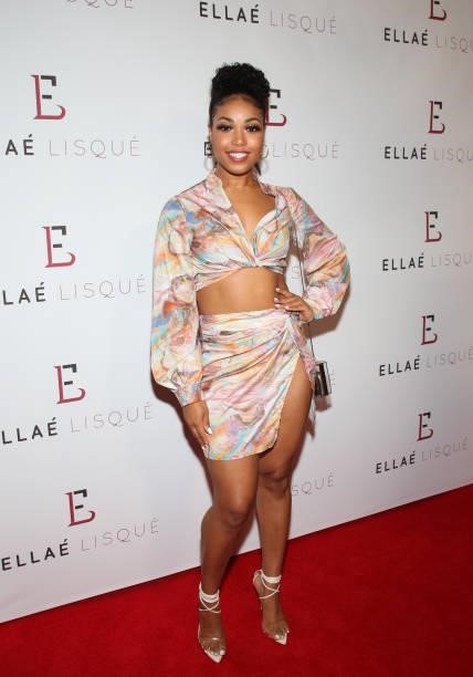 Actress Jaz Avery attends the Ellaé Lisqué Fashion Show at Exchange LA on September 02, 2021 in Los Angeles, California.