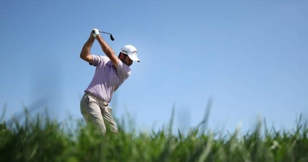 Jorge Campillo of Spain tees off on the 11th hole during Day Two of The Italian Open at Marco Simone Golf Club on September 03, 2021 in Rome, Italy.