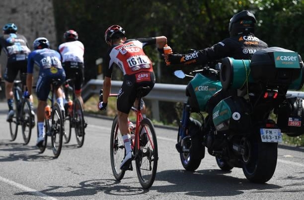 Andreas Lorentz Kron of Denmark and Team Lotto Soudal in feed zone during the 76th Tour of Spain 2021, Stage 19 a 191,2 km stage from Tapia to...