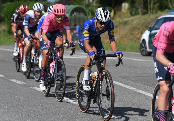 Andrea Bagioli of Italy and Team Deceuninck - Quick-Step competes in the breakaway during the 76th Tour of Spain 2021, Stage 19 a 191,2 km stage from...