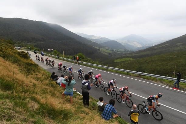 General view of the the breakaway beginning to climb the Paradavella during the 76th Tour of Spain 2021, Stage 19 a 191,2 km stage from Tapia to...
