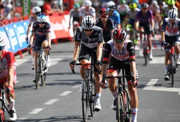 Connor Brown of New Zealand and Team Qhubeka Nexthash crosses the finishing line during the 76th Tour of Spain 2021, Stage 19 a 191,2 km stage from...