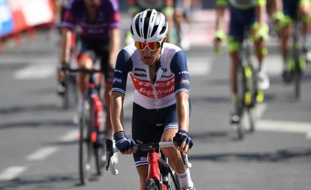 Juan Pedro López of Spain and Team Trek - Segafredo crosses the finishing line during the 76th Tour of Spain 2021, Stage 19 a 191,2 km stage from...