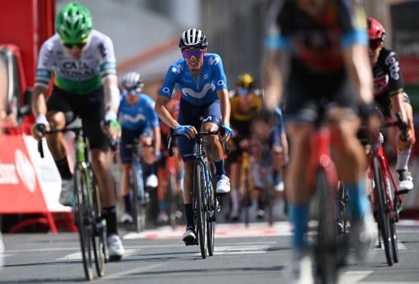 Enric Mas Nicolau of Spain and Movistar Team crosses the finishing line during the 76th Tour of Spain 2021, Stage 19 a 191,2 km stage from Tapia to...