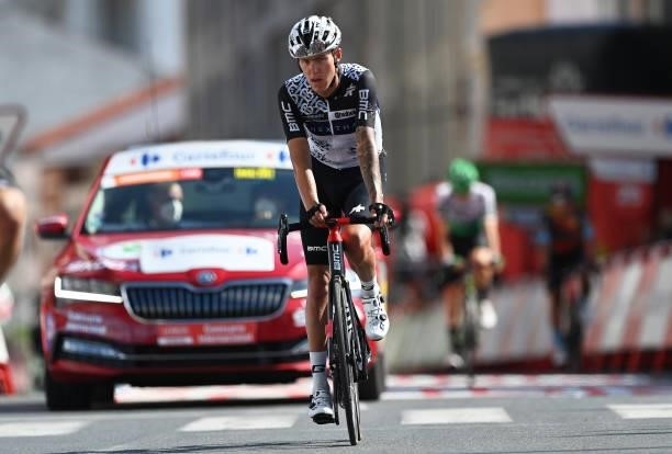 Dylan Sunderland of Australia and Team Qhubeka Nexthash crosses the finishing line during the 76th Tour of Spain 2021, Stage 19 a 191,2 km stage from...