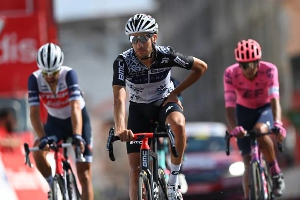 Fabio Aru of Italy and Team Qhubeka Nexthash crosses the finishing line during the 76th Tour of Spain 2021, Stage 19 a 191,2 km stage from Tapia to...