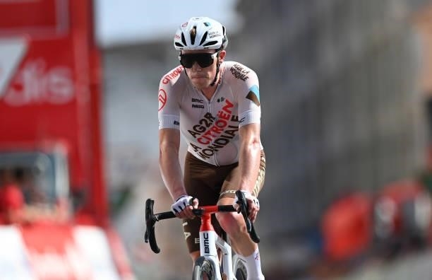 Stan Dewulf of Belgium and AG2R Citröen Team crosses the finishing line during the 76th Tour of Spain 2021, Stage 19 a 191,2 km stage from Tapia to...