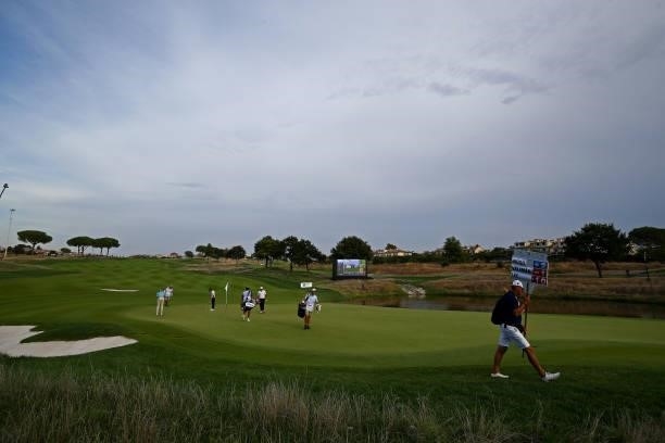 General view of the 18th hole during Day Two of The Italian Open at Marco Simone Golf Club on September 03, 2021 in Rome, Italy.