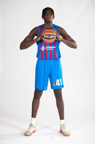 Ibou Badji, #41 poses during the 2021/2022 Turkish Airlines EuroLeague Media Day of FC Barcelona at Ciutat Esportiva Joan Gamper on September 02,...