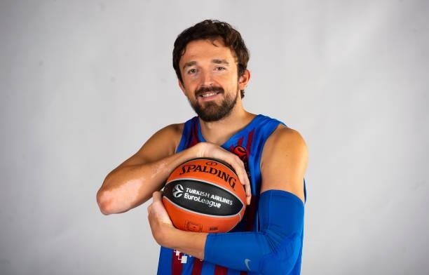 Sertac Sanli, #5 poses during the 2021/2022 Turkish Airlines EuroLeague Media Day of FC Barcelona at Ciutat Esportiva Joan Gamper on September 02,...
