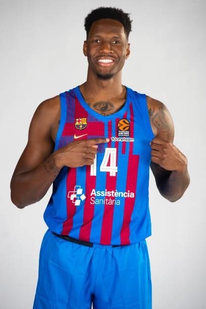 Nigel Hayes, #14 poses during the 2021/2022 Turkish Airlines EuroLeague Media Day of FC Barcelona at Ciutat Esportiva Joan Gamper on September 02,...