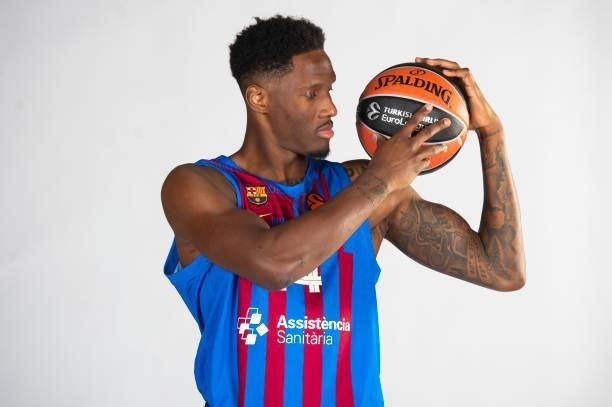 Nigel Hayes, #14 poses during the 2021/2022 Turkish Airlines EuroLeague Media Day of FC Barcelona at Ciutat Esportiva Joan Gamper on September 02,...