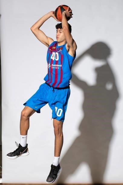 Gael Bonilla, #40 poses during the 2021/2022 Turkish Airlines EuroLeague Media Day of FC Barcelona at Palau Blaugrana on September 02, 2021 in...