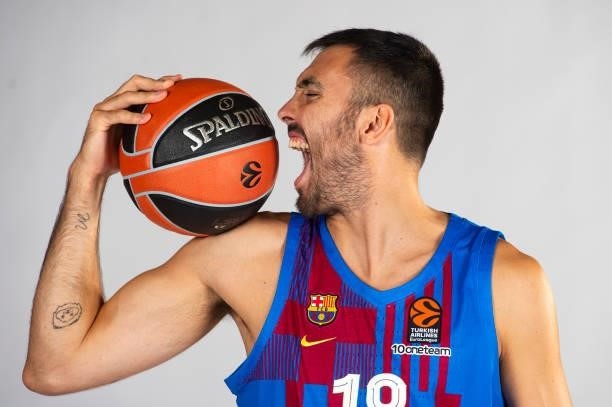 Pierre Oriola, #18 poses during the 2021/2022 Turkish Airlines EuroLeague Media Day of FC Barcelona at Ciutat Esportiva Joan Gamper on September 02,...