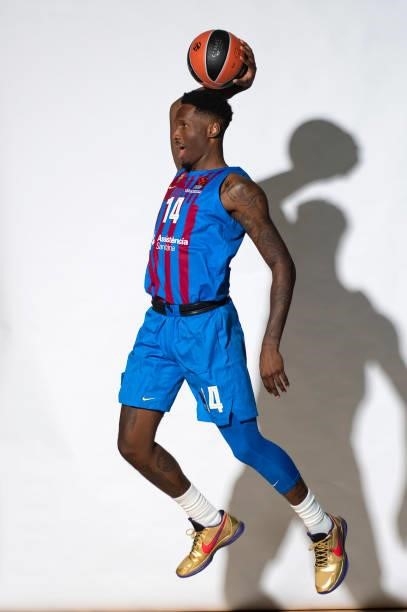 Nigel Hayes, #14 poses during the 2021/2022 Turkish Airlines EuroLeague Media Day of FC Barcelona at Palau Blaugrana on September 02, 2021 in...