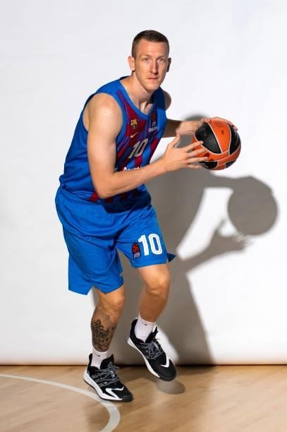 Roland Smits, #10 poses during the 2021/2022 Turkish Airlines EuroLeague Media Day of FC Barcelona at Palau Blaugrana on September 02, 2021 in...