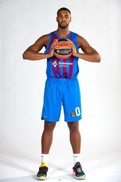 Brandon Davies, #0 poses during the 2021/2022 Turkish Airlines EuroLeague Media Day of FC Barcelona at Ciutat Esportiva Joan Gamper on September 02,...