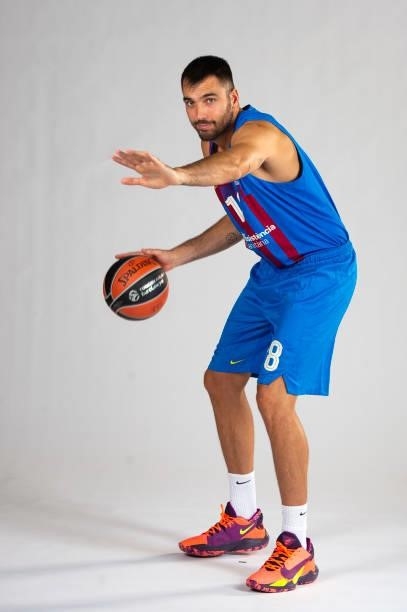 Pierre Oriola, #18 poses during the 2021/2022 Turkish Airlines EuroLeague Media Day of FC Barcelona at Ciutat Esportiva Joan Gamper on September 02,...