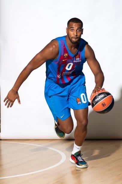 Brandon Davies, #0 poses during the 2021/2022 Turkish Airlines EuroLeague Media Day of FC Barcelona at Ciutat Esportiva Joan Gamper on September 02,...