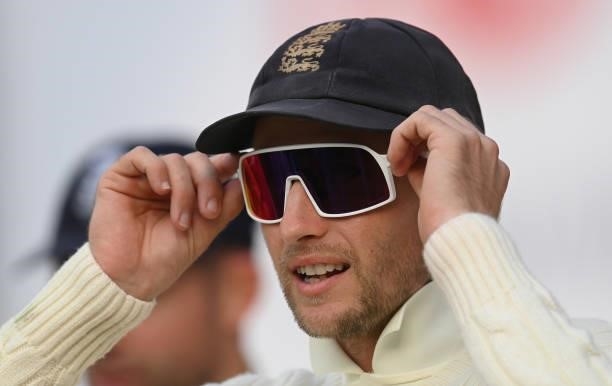 Joe Root of England looks on during day two of the 4th LV= Test Match between England and India at The Kia Oval on September 03, 2021 in London,...