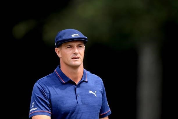 Bryson DeChambeau walks off the seventh hole during the second round of the TOUR Championship at East Lake Golf Club on September 03, 2021 in...
