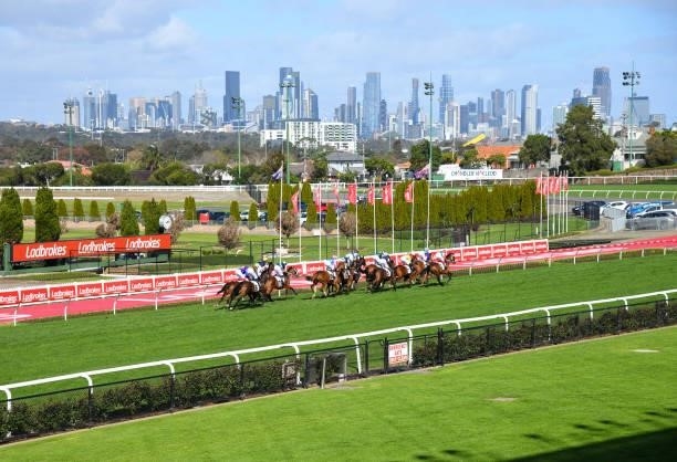 General view of Race 4, the Powerflo Solutions Handicap, during Melbourne Racing at Moonee Valley Racecourse on September 04, 2021 in Melbourne,...