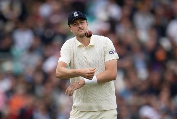 Ollie Robinson of England during the Fourth LV= Insurance Test Match: Day One between England and India at The Kia Oval on September 02, 2021 in...