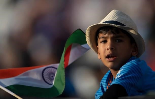 Young India cricket fan during the Fourth LV= Insurance Test Match: Day One between England and India at The Kia Oval on September 02, 2021 in...