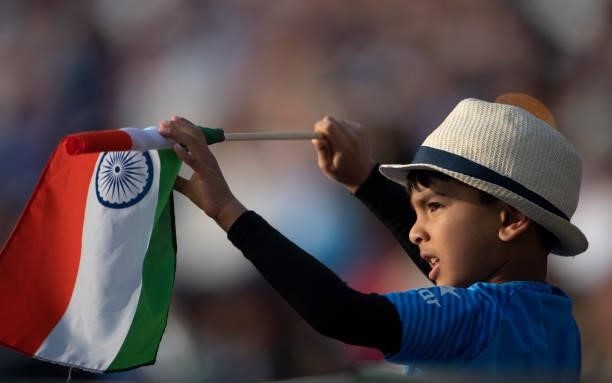 Young India cricket fan during the Fourth LV= Insurance Test Match: Day One between England and India at The Kia Oval on September 02, 2021 in...