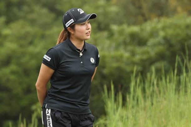 Momoko Osato of Japan looks on during the second round of the Golf5 Ladies at Golf5 Country Yokkaichi Course on September 04, 2021 in Yokkaichi, Mie,...