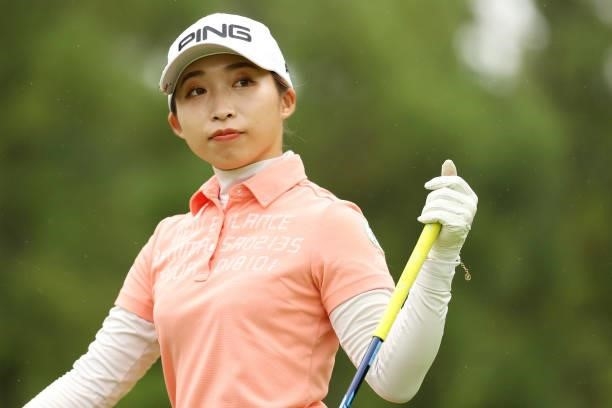 Mizuki Oide of Japan looks on during the second round of the Golf5 Ladies at Golf5 Country Yokkaichi Course on September 04, 2021 in Yokkaichi, Mie,...