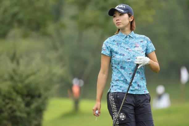 Rumi Yoshiba of Japan looks on during the second round of the Golf5 Ladies at Golf5 Country Yokkaichi Course on September 04, 2021 in Yokkaichi, Mie,...