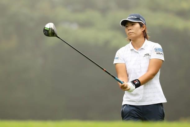 Lala Anai of Japan hits her tee shot on the 3rd hole during the second round of the Golf5 Ladies at Golf5 Country Yokkaichi Course on September 04,...