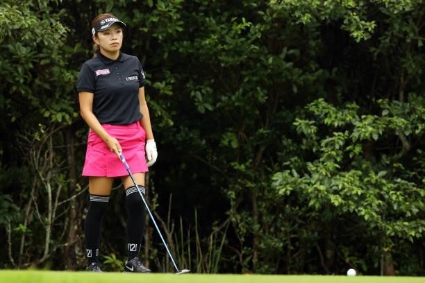 Maria Shinohara of Japan hits her tee shot on the 5th hole during the second round of the Golf5 Ladies at Golf5 Country Yokkaichi Course on September...