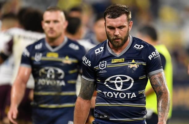 Kyle Feldt of the Cowboys looks dejected after losing the round 25 NRL match between the North Queensland Cowboys and the Manly Sea Eagles at QCB...