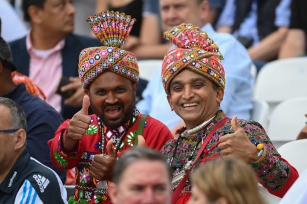 Indian fans enjoy the atmosphere during the Fourth LV= Insurance Test Match: Day Three between England and India at The Kia Oval on September 04,...