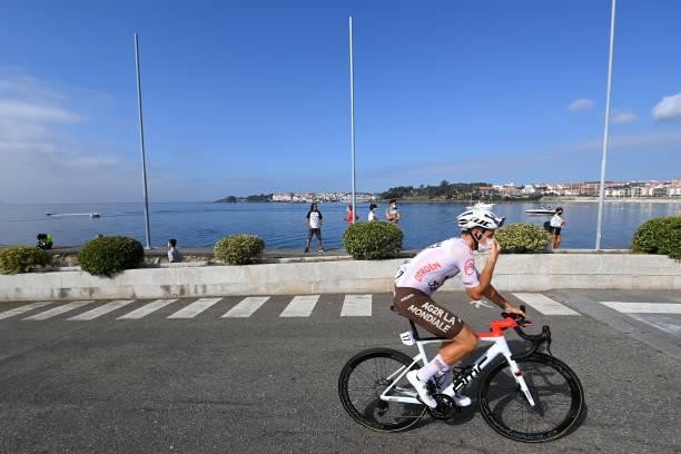 Damien Touzé of France and AG2R Citröen Team prepares for the race prior to the 76th Tour of Spain 2021, Stage 20 a 202,2km km stage from Sanxenxo to...