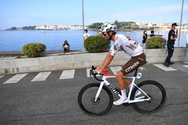 Mickaël Cherel of France and AG2R Citröen Team prepares for the race prior to the 76th Tour of Spain 2021, Stage 20 a 202,2km km stage from Sanxenxo...
